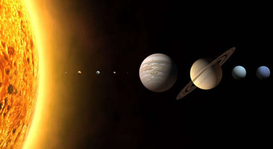 Größenvergleich Sonne und Planeten