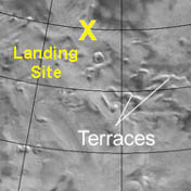 Das ausgewählte Landegebiet des Mars Polar Lander