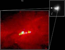 Mit dem Very Large Array, einem großen Radioteleskop bei Socorro, gelang die Aufnahme dieser extrem jungen, kompakten Sternhaufen. 
