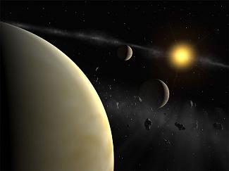 Künstlerische Darstellung des Planetensystems HD 69830