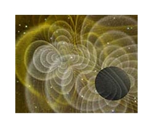 Künstlerische Darstellung von Gravitationswellen um ein Schwarzes Loch