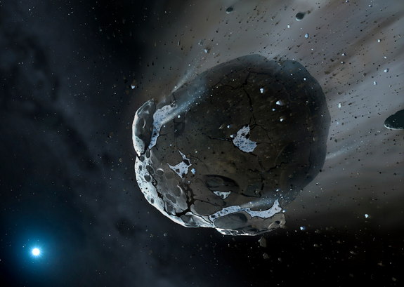 Künstlerische Darstellung eines wasserreichen Asteroiden