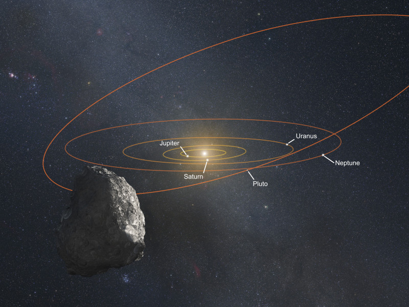 Künstlerische Darstellung eines Kuiper-Gürtel-Objekts am äußeren Rand des Sonnensystems