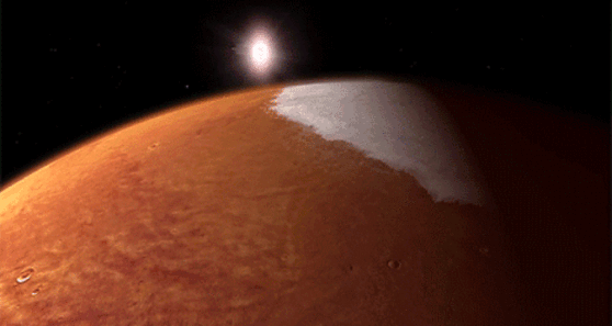 Raumsonde MAVEN im Mars-Orbit. Animation: NASA