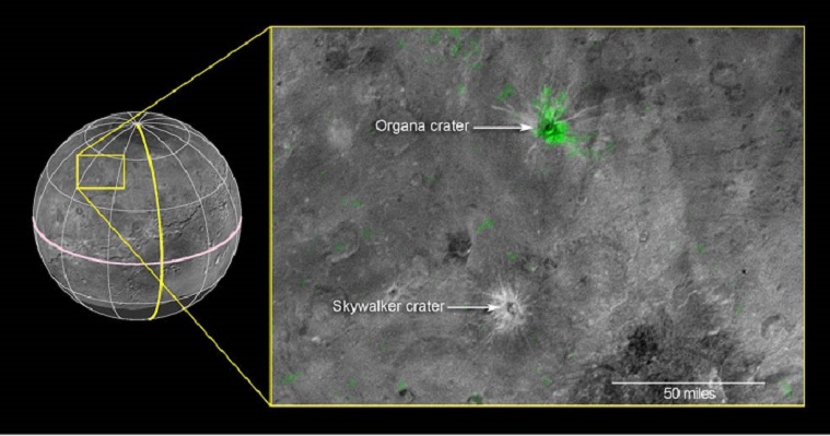 Charons Krater mit dem informellen Namen Organa