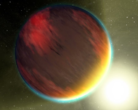 Künstlerische Darstellung eines heißen Jupiters