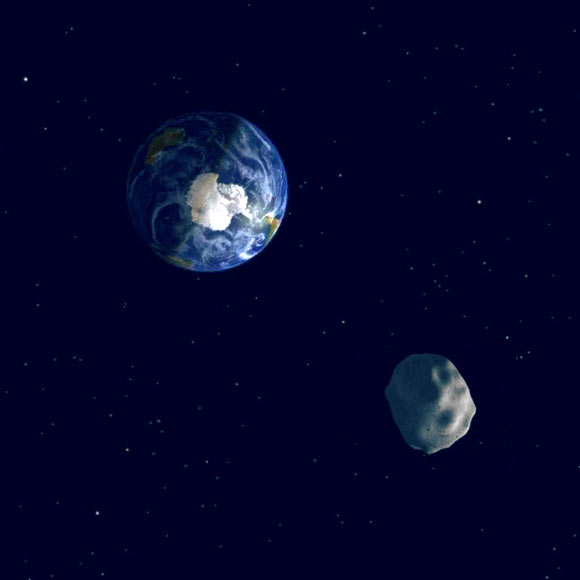Künstlerische Darstellung eines erdnahen Asteroiden.