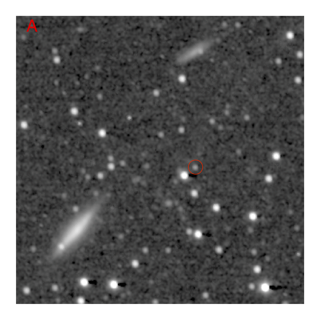 Transneptunobjekt Quaoar. Die Raumsonde New Horizons machte die Aufnahmen, aus denen diese Animation erstellt wurde, am 13. und 14. Juli 2016 aus einer Entfernung von 2,1 Milliarden Kilometern.