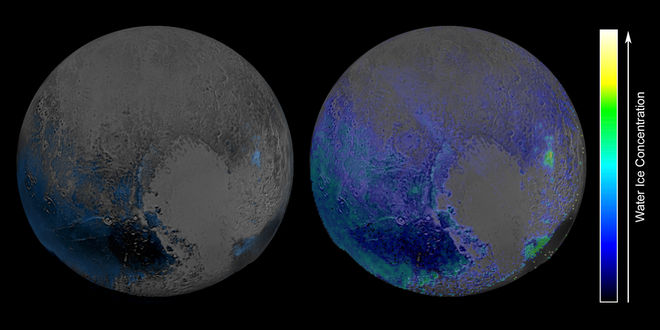 Wasser-Eis-Karten von Plutos Oberfläche