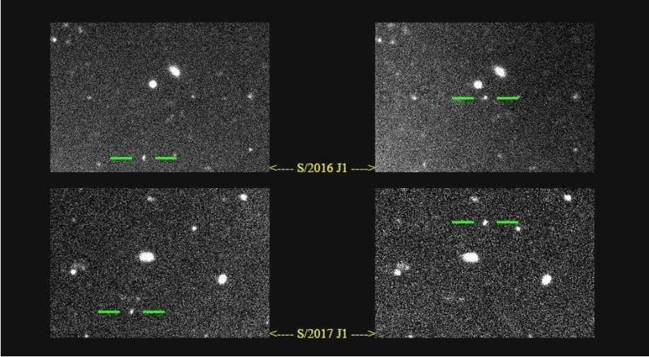 Die Jupitermonde S/2016 J1 und S/2017 J1.