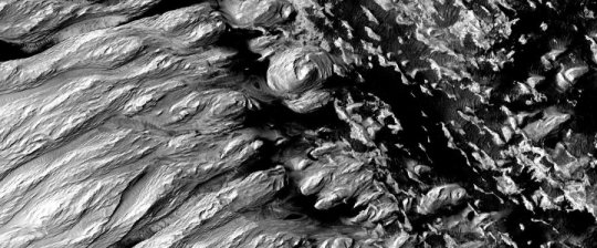 Ein Teil der Medusae Fossae Formation auf dem Mars. Bild: NASA/JPL/Universität von Arizona