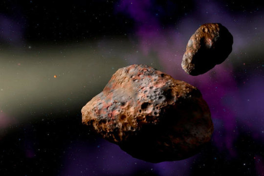 Künstlerische Darstellung des Doppel-Trojaners Patroklus-Menoetius.  Bild: Courtesy of W.M. Keck Observatory/Lynette Cook