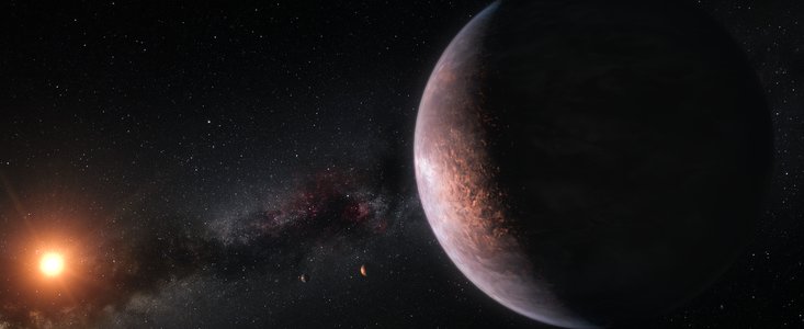 Diese künstlerische Darstellung zeigt einige der Planeten, die den kühlen roten Zwergstern TRAPPIST-1 umkreisen. Bild: ESO/M. Kornmesser