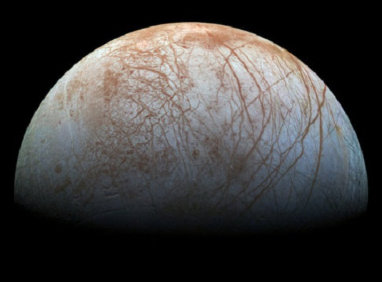 Jupiters eisiger Mond Europa. Bild: NASA/SPL-Caltech/SETI-Institut