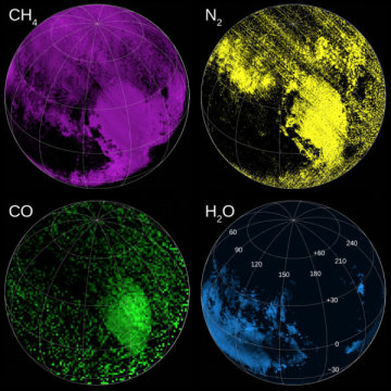 Karten, die das RALPH-Instrument auf der Raumsonde New Horizons von Pluto erstellte. Bild: NASA/Johns Hopkins University Applied Physics Laboratory/Southwest Research Institute.