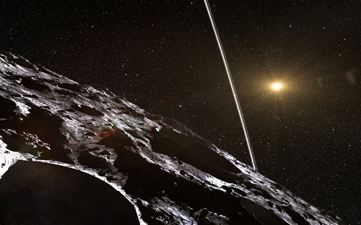 Künstlerische Darstellung des Zentauren Chiron, der möglicherweise Staubringe besitzt. Credit: ESO