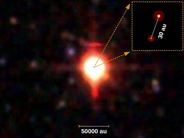 2MASS-Beobachtungen von PDS 27 im Jahr 2003. Mit PIONIER gelang es 2019 PDS 27 als binäres System aufzulösen. Bild: Evgenia Koumpia, University of Leeds