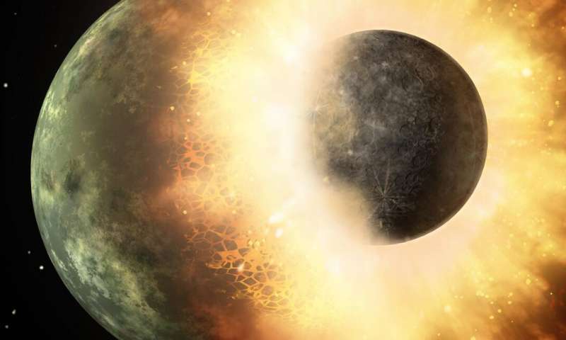 Künstlerische Darstellung einer Planetenkollision. Credit: California Institute of Technology