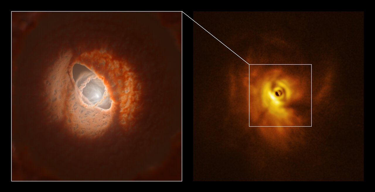 GW Orionis. Credit: ESO/L. Calçada, Exeter/Kraus et al.