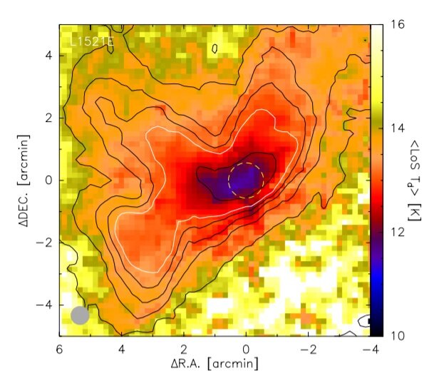 Molekülwolkenkern L1521E. Credit: Scibellie et al., 2021. 