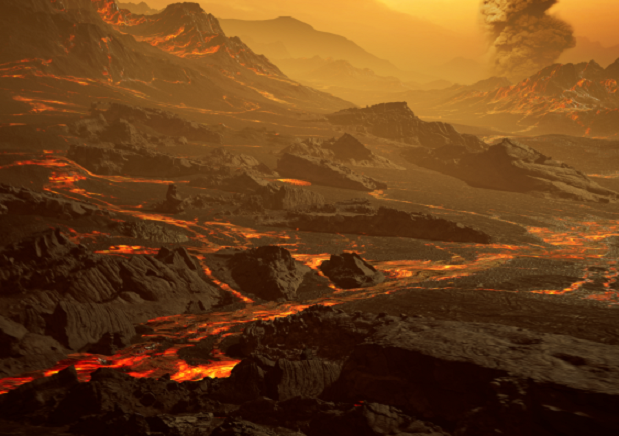 Künstlerische Impression von der Oberfläche der vor kurzem entdeckten heißen Super-Erde Gliese 486b. Credit: Render/Area, https://renderarea.com
