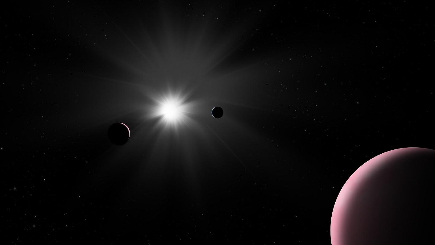 Künstlerische Darstellung des nu2 Lupi Planetensystems. Credit: ESA.
