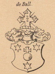 Wappen der Familie de Ball. Quelle: Zweitausend bürgerliche Wappen. J. Siebmachers grosses und allgemeines Wappenbuch. 1890. Göttinger Digitalisierungszentrum.